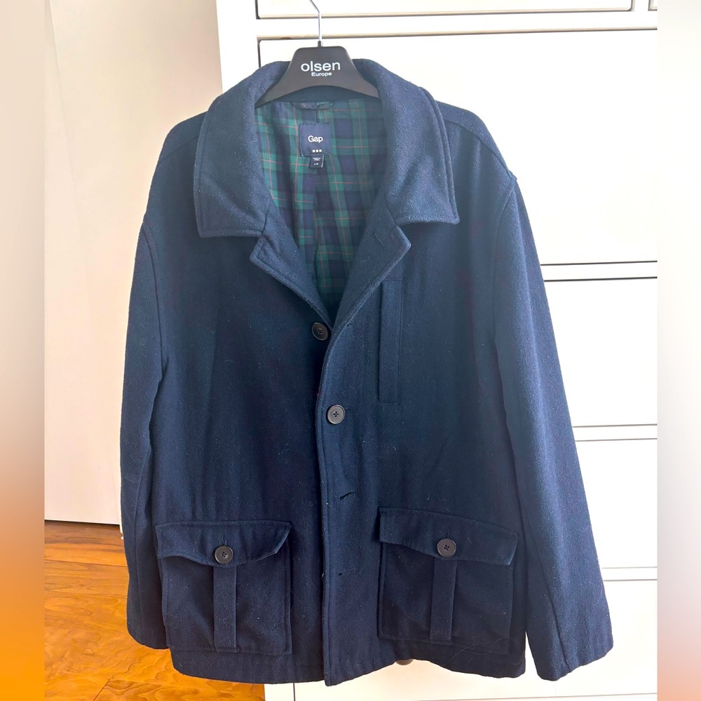 Y2K Navy Gap wool-blend coat